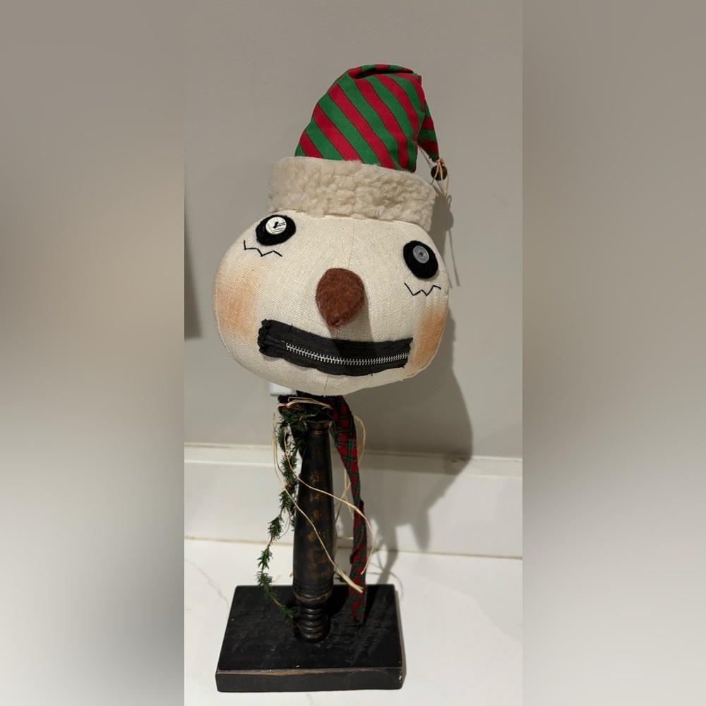 17” Christmas Primitive Folk Art Snowman One of a Kind